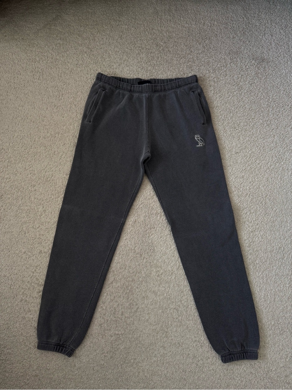 Embroidered Owl Octobers Very Own OVO Dark Gray Sweatpants Joggers - Picture 1 of 6